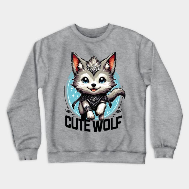 Cute Baby Wolf Crewneck Sweatshirt by Cutetopia